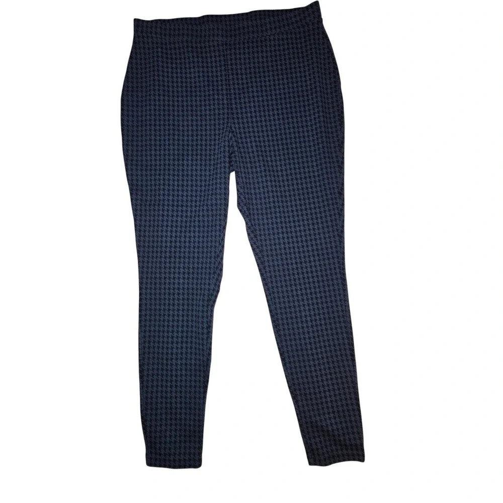 Chico's‎ Gray Houndstooth Ponte Pants/Leggings Tapered 2.5 (14) Pull On